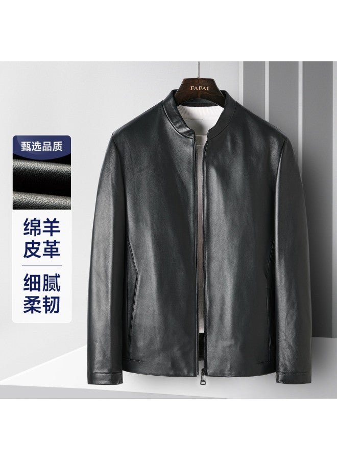 Fapai Autumn Business Casual Stand Collar Leather Jacket Men's Leather Jacket - Image 2