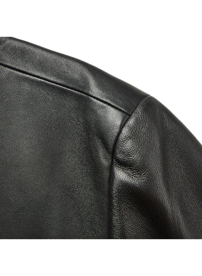 Fapai Autumn Business Casual Stand Collar Leather Jacket Men's Leather Jacket - Image 5