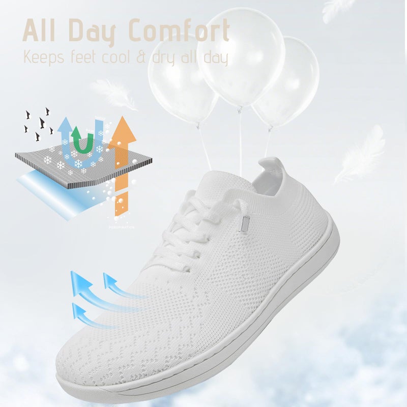 VXGGVX Barefoot Shoes Women Tennis Running Barefoot Shoes Wide Toe Box Walking Casual Slip On Slippers Breathable Minimalist Sneakers White 8.5 - Image 3