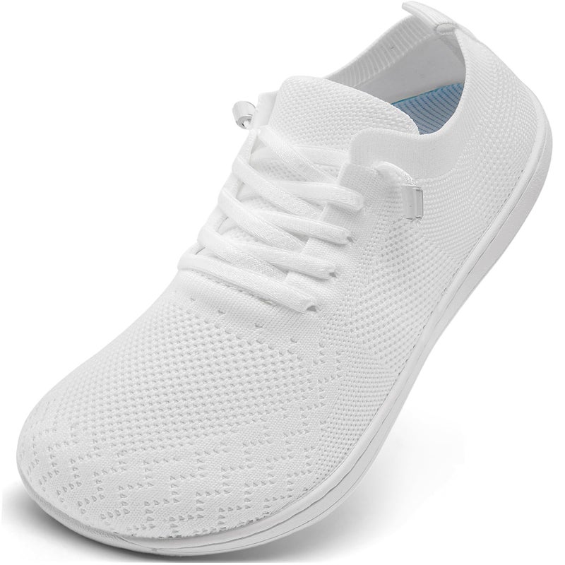 VXGGVX Barefoot Shoes Women Tennis Running Barefoot Shoes Wide Toe Box Walking Casual Slip On Slippers Breathable Minimalist Sneakers White 8.5 - Image 1