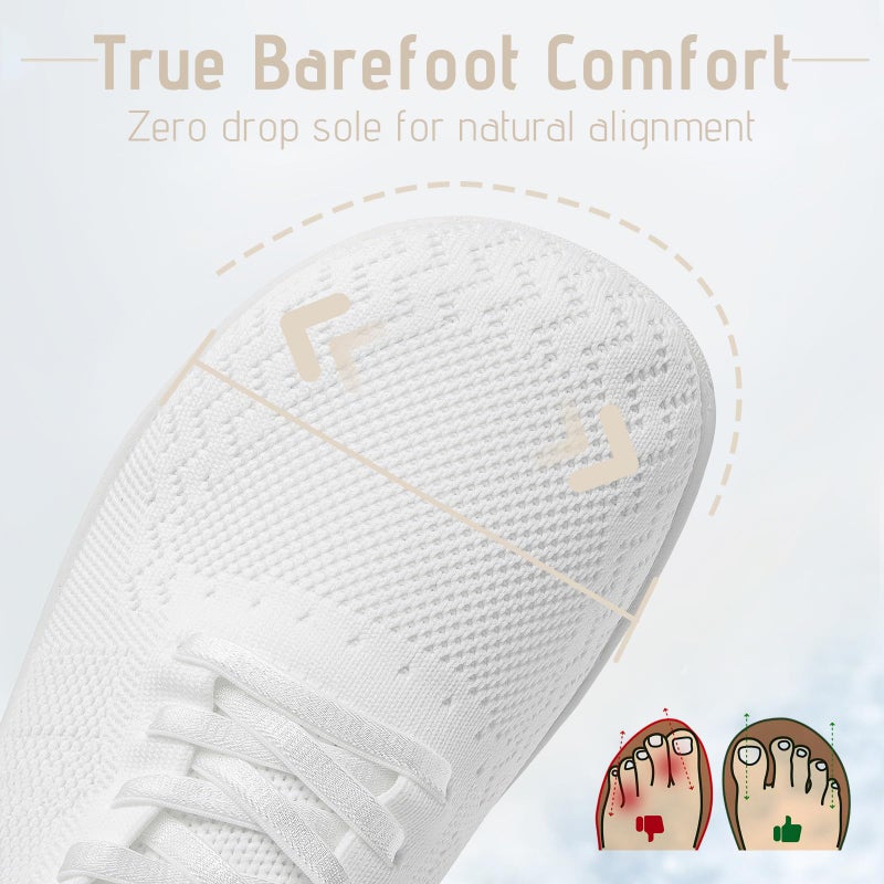 VXGGVX Barefoot Shoes Women Tennis Running Barefoot Shoes Wide Toe Box Walking Casual Slip On Slippers Breathable Minimalist Sneakers White 8.5 - Image 5