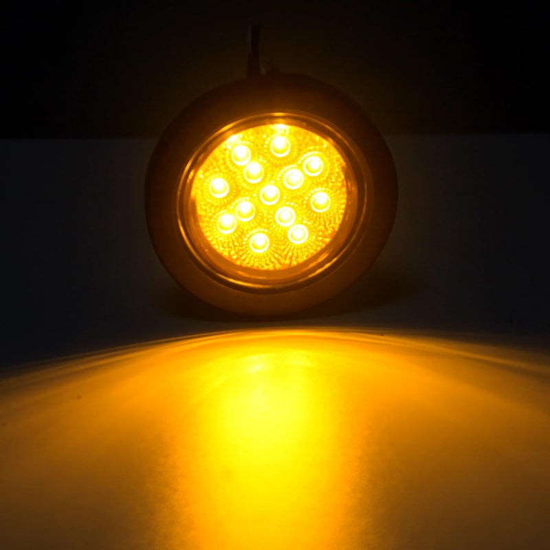 Konrali 2.5" Round LED Marker Lights 13 LEDs w/Reflectors, 10 Amber + 10 Red 2 1/2" Round LED Trailer Marker Lights Truck RV Side Clearance Marker Lights Sealed Flush Grommets Mount w/2 Prong Wire Pigtails - Image 5