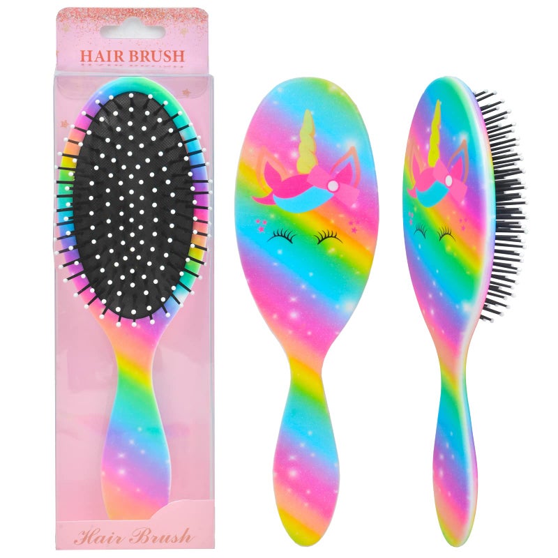 OlyPegic Kids Hair Brush Girls, Toddler Wet Dry Detangling Hair Brush for Curly Thick Hair Pain-Free Comb Girls Kids Women Unicorn Mermaid - Image 1