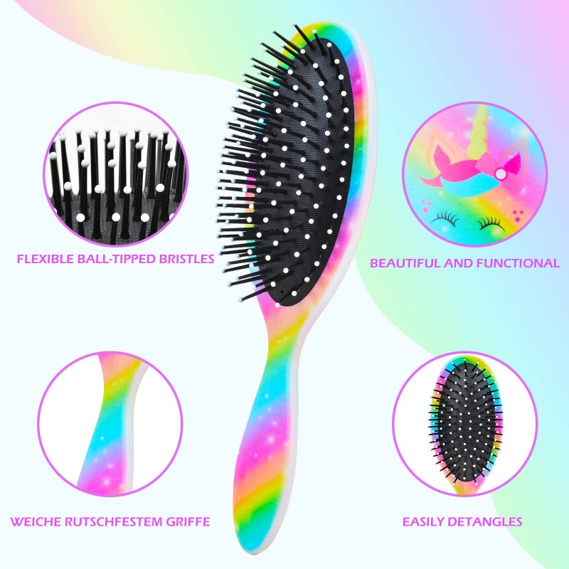 OlyPegic Kids Hair Brush Girls, Toddler Wet Dry Detangling Hair Brush for Curly Thick Hair Pain-Free Comb Girls Kids Women Unicorn Mermaid - Image 2