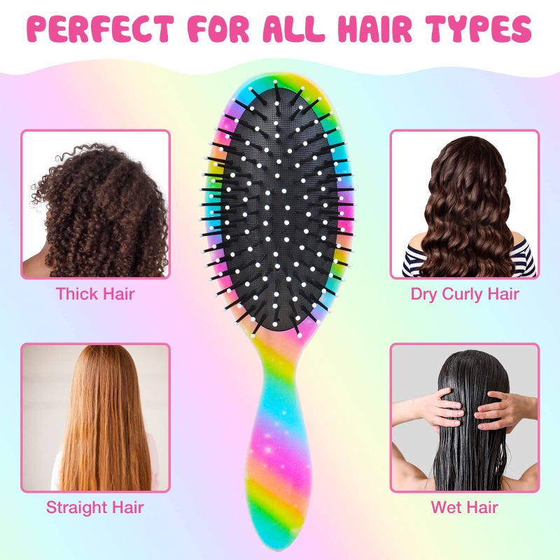 OlyPegic Kids Hair Brush Girls, Toddler Wet Dry Detangling Hair Brush for Curly Thick Hair Pain-Free Comb Girls Kids Women Unicorn Mermaid - Image 4