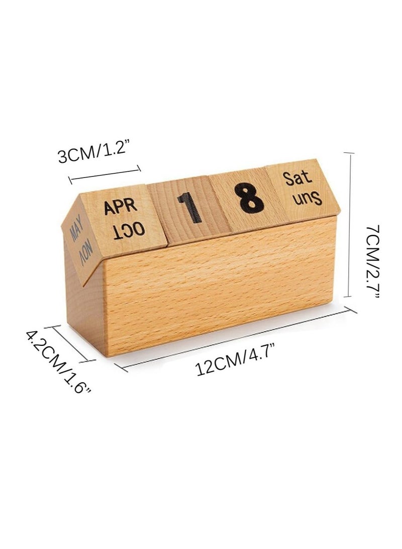 general Wooden calendar digital flip block wood creative ornaments perpetual calendar building blocks 2024 manual desk calendar wooden gift - Image 2