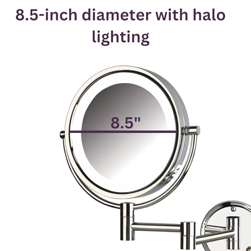 JERDON Wall-Mounted Vanity Mirror with Lights - Lighted Makeup Mirror with 8X Magnification & Chrome Finish - Plug in Model HL88CL - Image 3