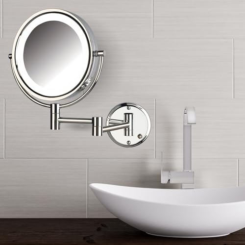 JERDON Wall-Mounted Vanity Mirror with Lights - Lighted Makeup Mirror with 8X Magnification & Chrome Finish - Plug in Model HL88CL - Image 2