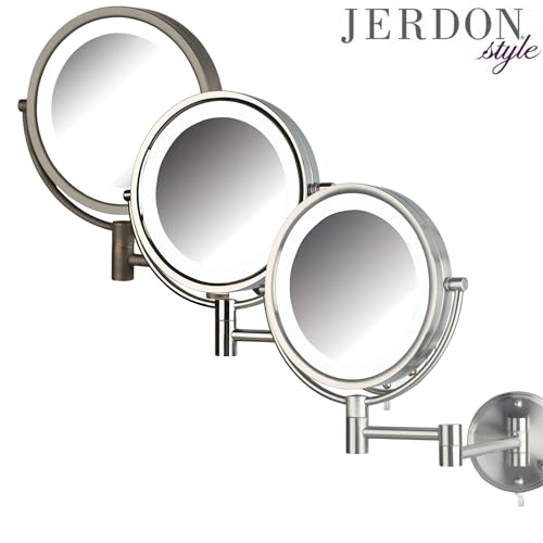 JERDON Wall-Mounted Vanity Mirror with Lights - Lighted Makeup Mirror with 8X Magnification & Chrome Finish - Plug in Model HL88CL - Image 5