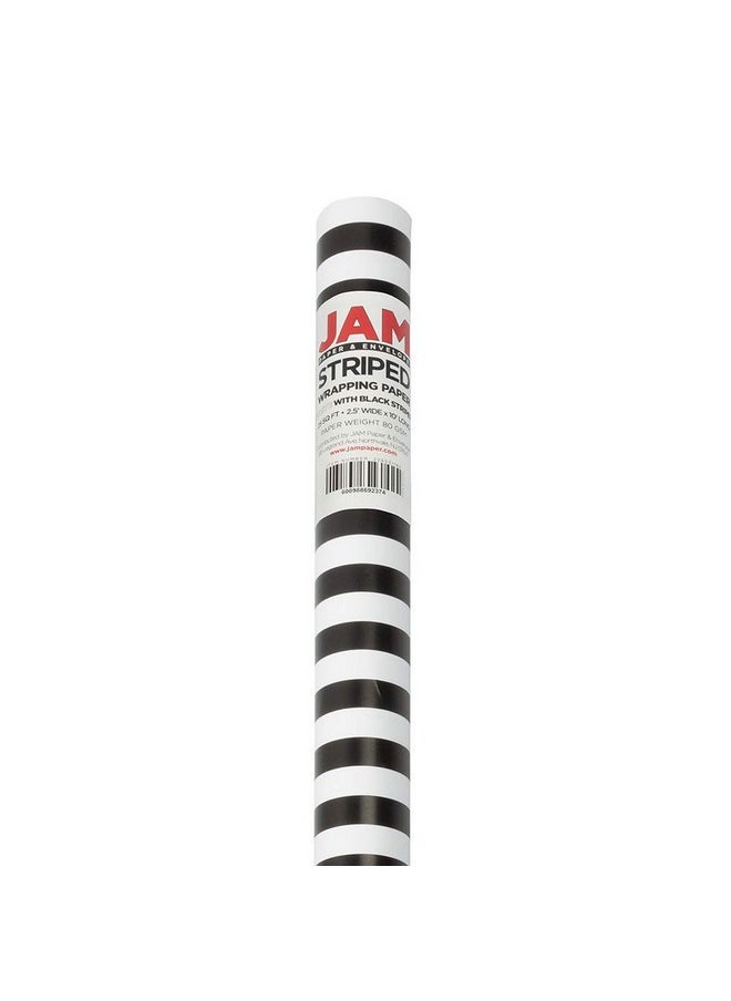 JAM Paper Gift Wrap - Striped Wrapping Paper - 25 Sq Ft (30 In X 10 Ft) - Black & White Stripes - Roll Sold Individually  - Image 3