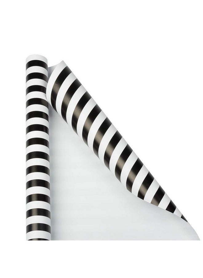 JAM Paper Gift Wrap - Striped Wrapping Paper - 25 Sq Ft (30 In X 10 Ft) - Black & White Stripes - Roll Sold Individually  - Image 1