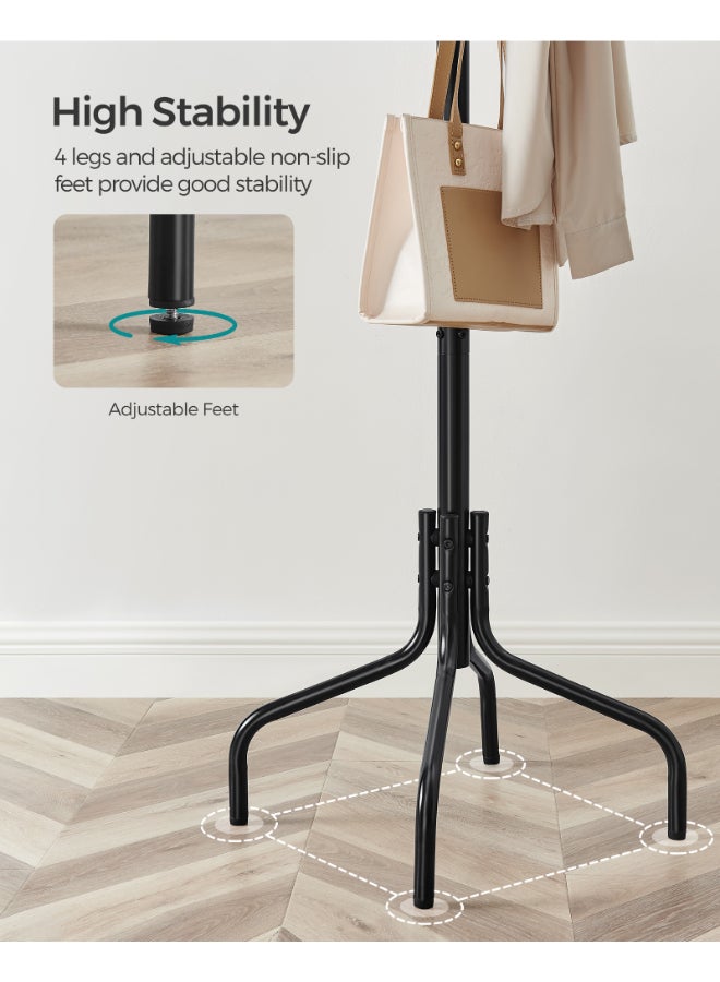 SONGMICS حامل معاطف SONGMICS، شماعة معاطف معدنية مع 12 خطاف، 4 أرجل، لتعليق المعاطف، السترات، القبعات، الحقائب، للمدخل، غرفة النوم، المكتب، أسود - Image 4