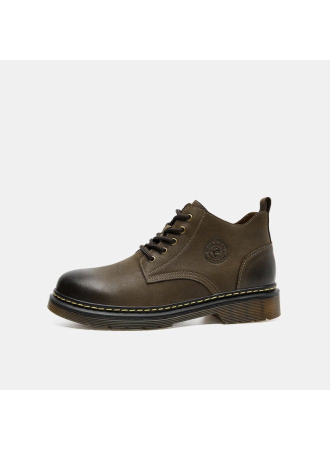 Mellen British Fashion Work Boots Trendy Martin Boots Vintage Casual Men's Boots Mrd97329 Dark Brown Size 41 - Image 1