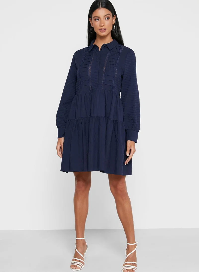 YAS Tiered Placket Shirt Dress