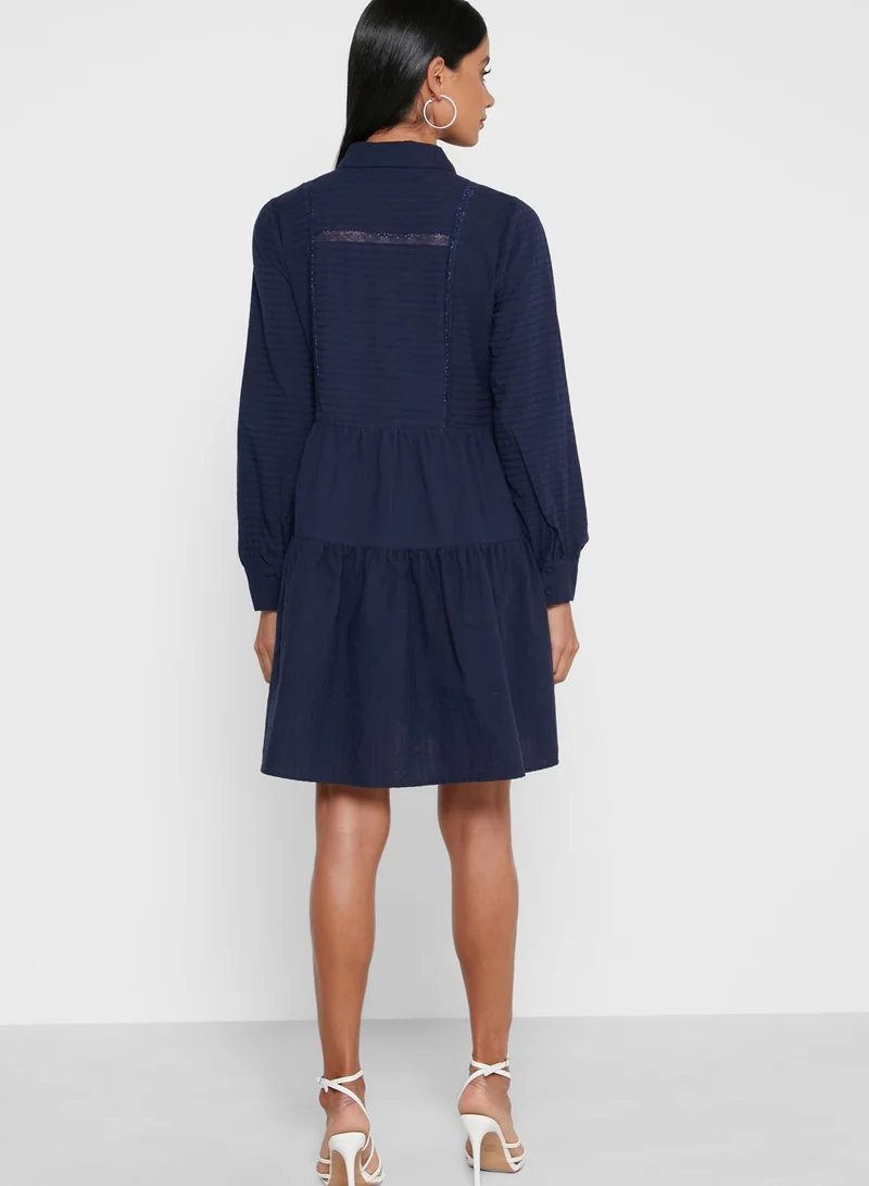 YAS Tiered Placket Shirt Dress