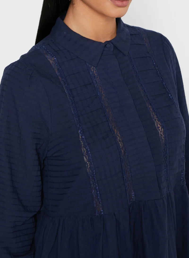 YAS Tiered Placket Shirt Dress