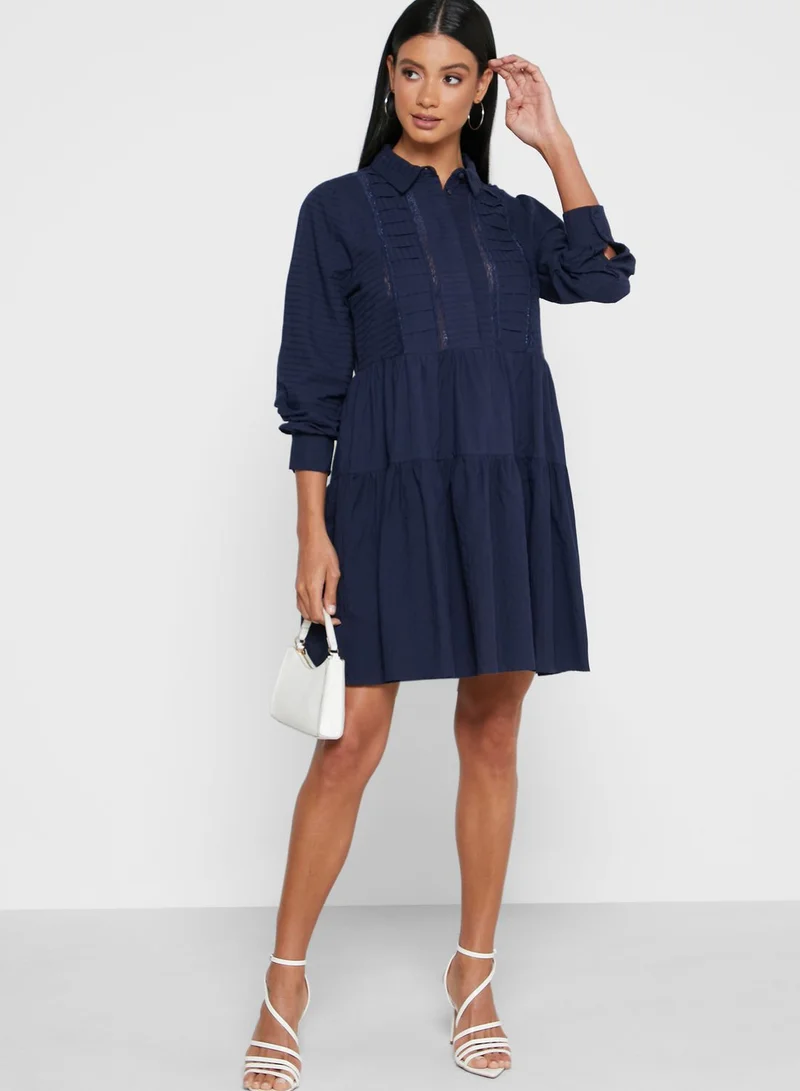 YAS Tiered Placket Shirt Dress