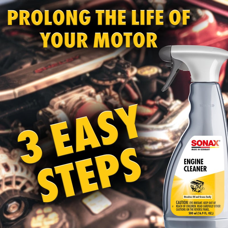 SONAX Engine Cleaner | Powerful Engine Degreaser for Oil & Grease Removal | Safe on Metal, Plastic & Rubber | Phosphate & Solvent-Free Formula | Deep-Cleaning for Hard-to-Reach Areas | 543200 | 500 ml - Image 3