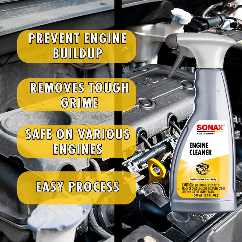SONAX Engine Cleaner | Powerful Engine Degreaser for Oil & Grease Removal | Safe on Metal, Plastic & Rubber | Phosphate & Solvent-Free Formula | Deep-Cleaning for Hard-to-Reach Areas | 543200 | 500 ml - Image 2