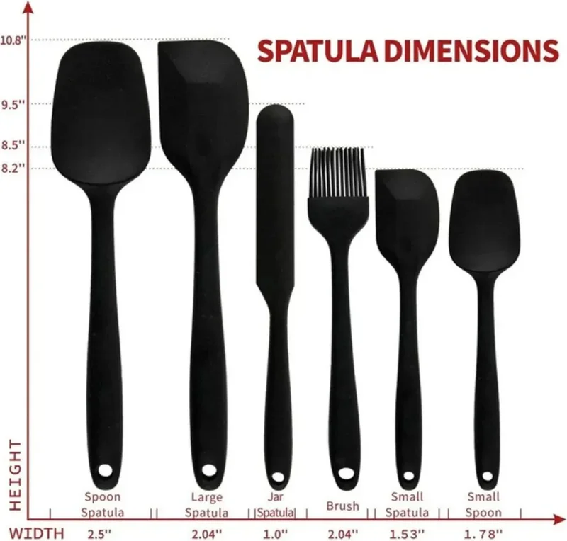تيفاني Set of 6 Fireproof Non-Stick Kitchen Pastry Silicone Egg Brush Spoon Knife Spatula Set