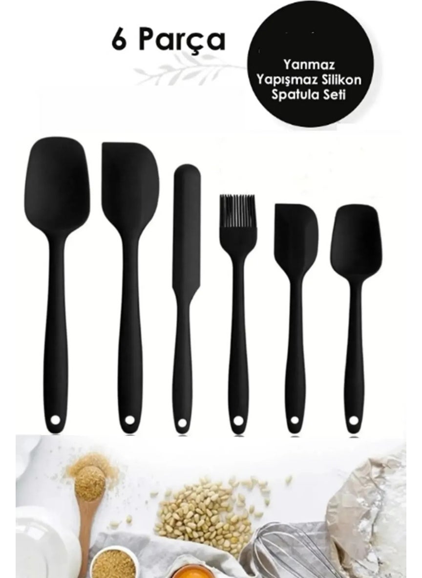 Tiffany Set of 6 Fireproof Non-Stick Kitchen Pastry Silicone Egg Brush Spoon Knife Spatula Set  - Image 2