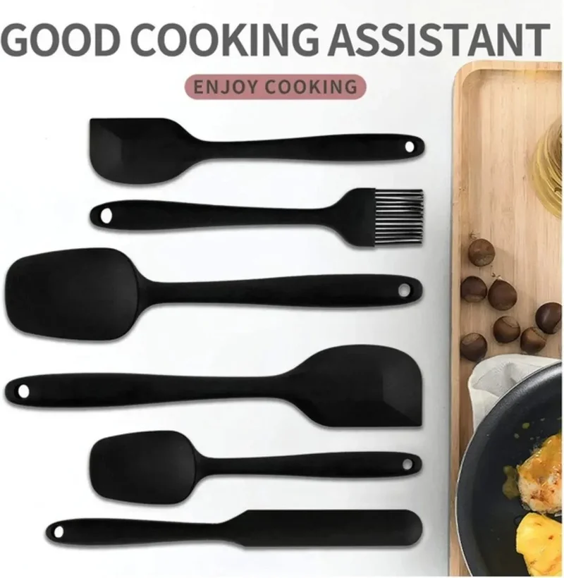 تيفاني Set of 6 Fireproof Non-Stick Kitchen Pastry Silicone Egg Brush Spoon Knife Spatula Set