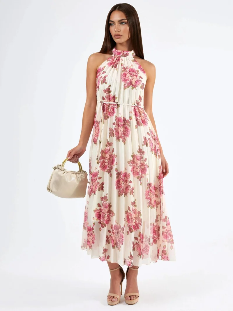 بوسيم BUSEM Floral Maxi Dress with Tie Detail