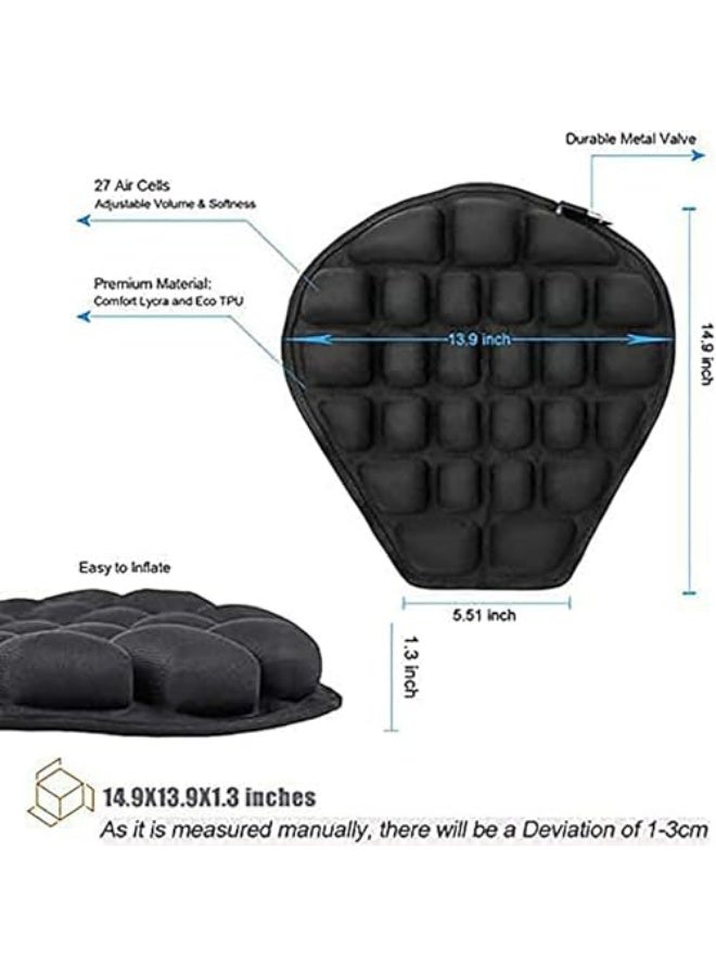LAMAY Motorcycle Seat Cover 14.9×13.9×1.3inch Air Motorcycle Seat Cushion Water Fillable Cooling Down Seat Pad,Pressure Relief Ride Motorcycle Air Cushion for Cruiser Touring Saddles/Black - Image 2