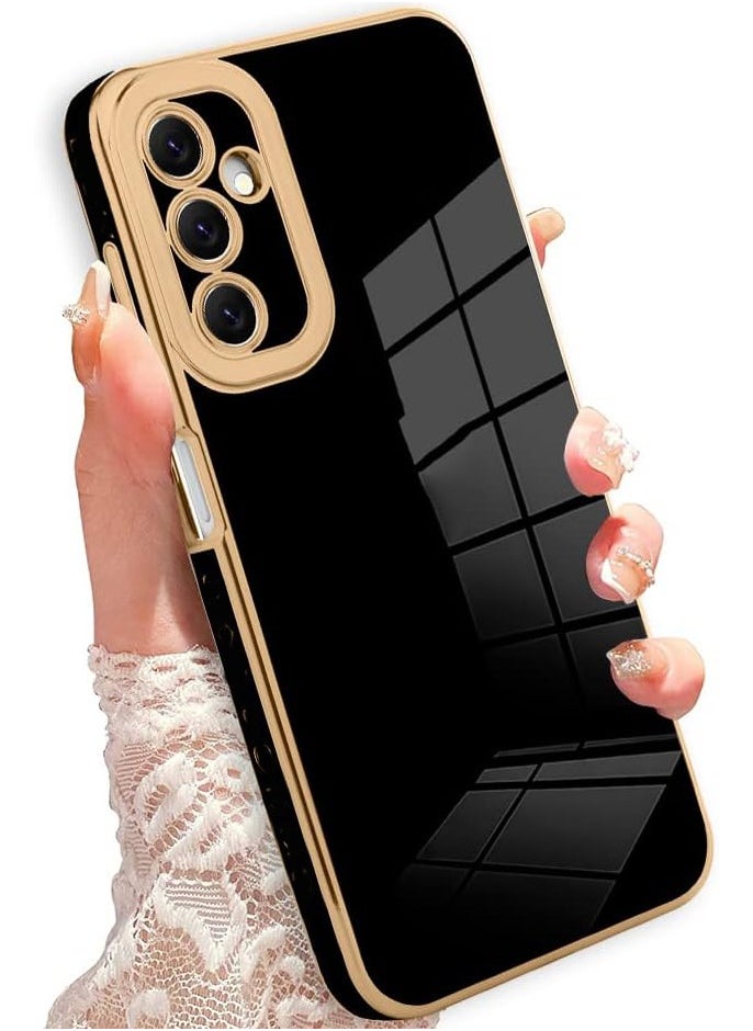 Compatible with Samsung Galaxy A15 cover, smooth veneer gold plated chrome, Black Thin and smooth shock-proof full protectionSamsung Galaxy A15 case（Black）  - Image 5
