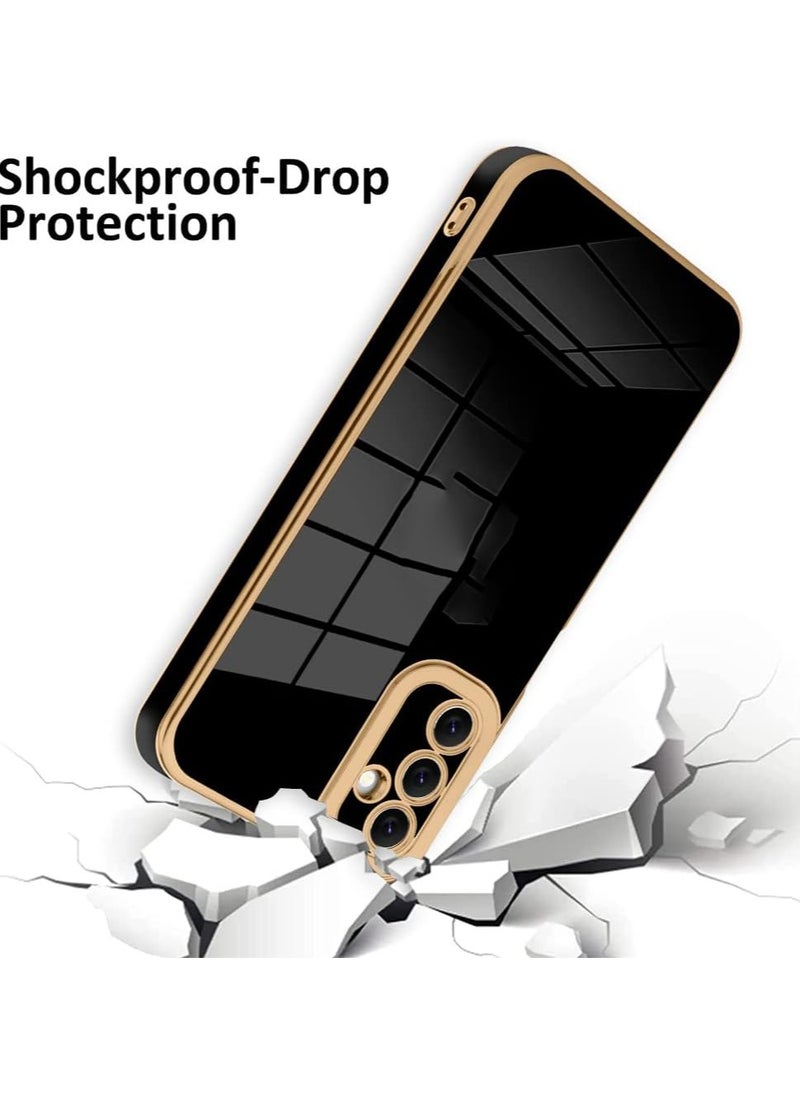 Compatible with Samsung Galaxy A15 cover, smooth veneer gold plated chrome, Black Thin and smooth shock-proof full protectionSamsung Galaxy A15 case（Black）  - Image 3
