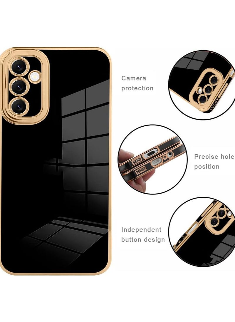Compatible with Samsung Galaxy A15 cover, smooth veneer gold plated chrome, Black Thin and smooth shock-proof full protectionSamsung Galaxy A15 case（Black）  - Image 2