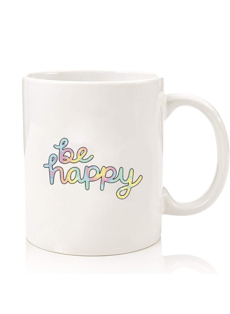 Theodor Premium Quality Two Sided Printed Coffee Mug Tea Cup For Home Office, Kids Men Women Be Happy-01 - Image 1