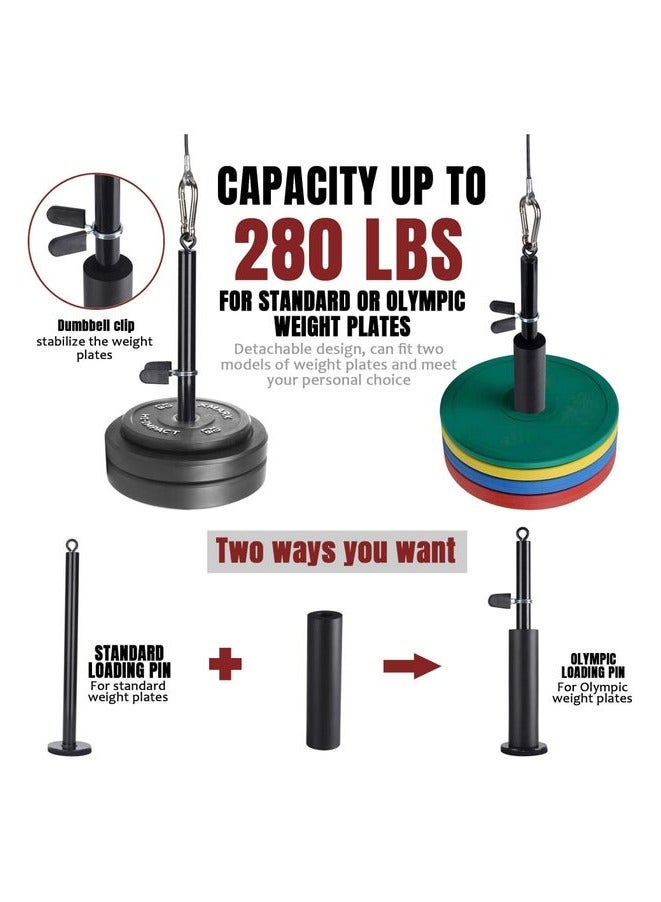 شو وو نظام بكرة الصالة الرياضية، نظام بكرة الكابلات المنزلية مع بكرة صامتة، حبل ثلاثية الرؤوس، كابلان، دبوس تحميل مطور، 3 مشابك رفع وحزام تعليق، معدات صالة الألعاب الرياضية المنزلية لروتين التمارين الأساسية - Image 4
