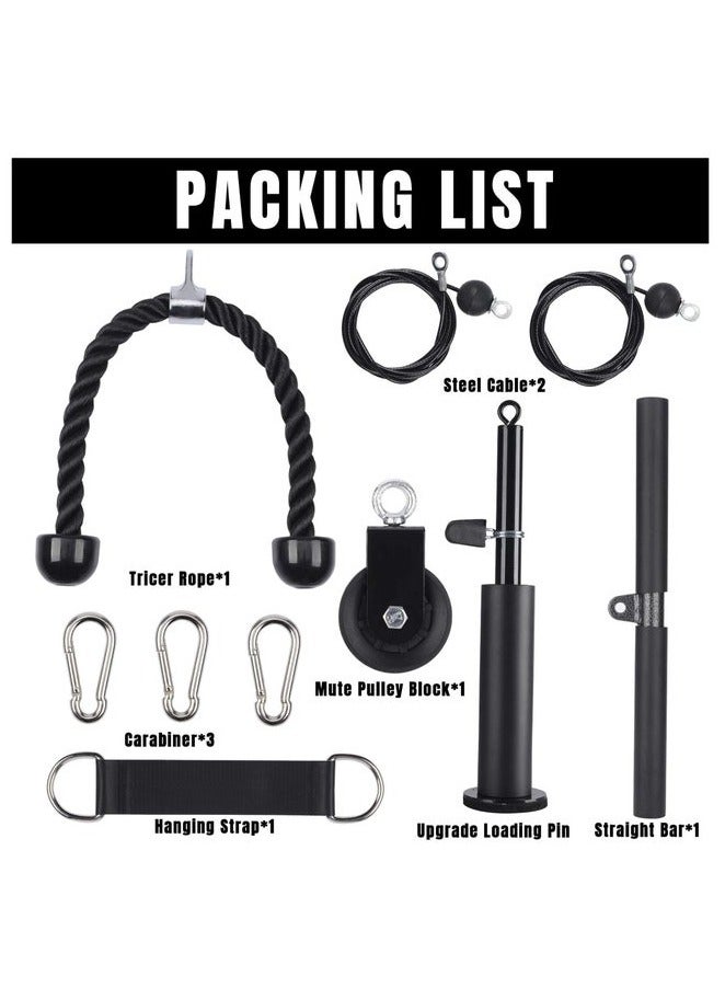 شو وو نظام بكرة الصالة الرياضية، نظام بكرة الكابلات المنزلية مع بكرة صامتة، حبل ثلاثية الرؤوس، كابلان، دبوس تحميل مطور، 3 مشابك رفع وحزام تعليق، معدات صالة الألعاب الرياضية المنزلية لروتين التمارين الأساسية - Image 2