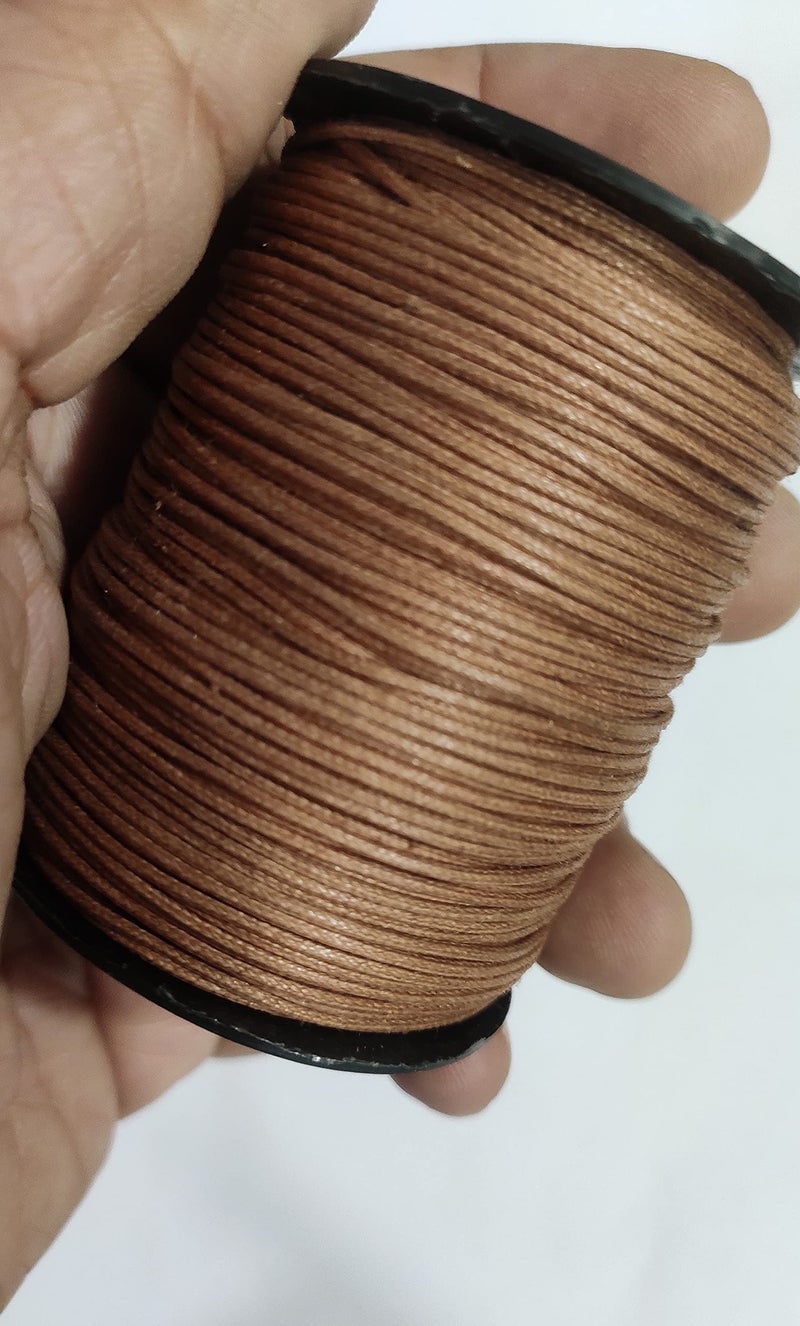 OMX 100 Mtr Coconut Brown Waxed Cotton Cord Braided Bracelet Jewelry Making Beading Thread String (1pc, 1 MM) - Image 5