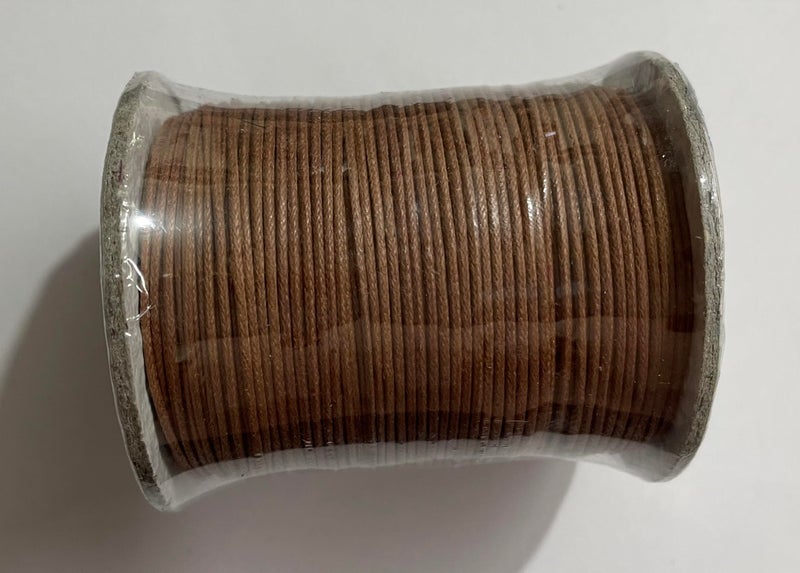 OMX 100 Mtr Coconut Brown Waxed Cotton Cord Braided Bracelet Jewelry Making Beading Thread String (1pc, 1 MM) - Image 1