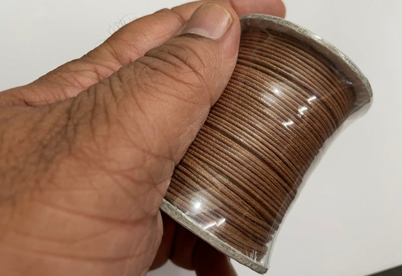 OMX 100 Mtr Coconut Brown Waxed Cotton Cord Braided Bracelet Jewelry Making Beading Thread String (1pc, 1 MM) - Image 2