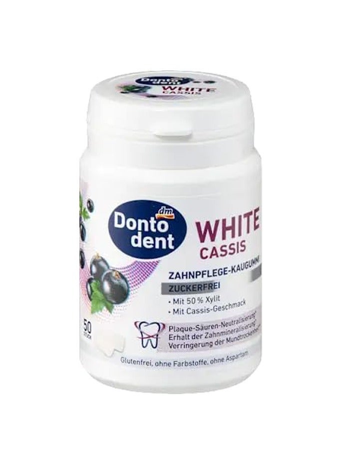 DM Dontodent White Cassis Gum, Sugar-Free, 50 Pieces - Image 1