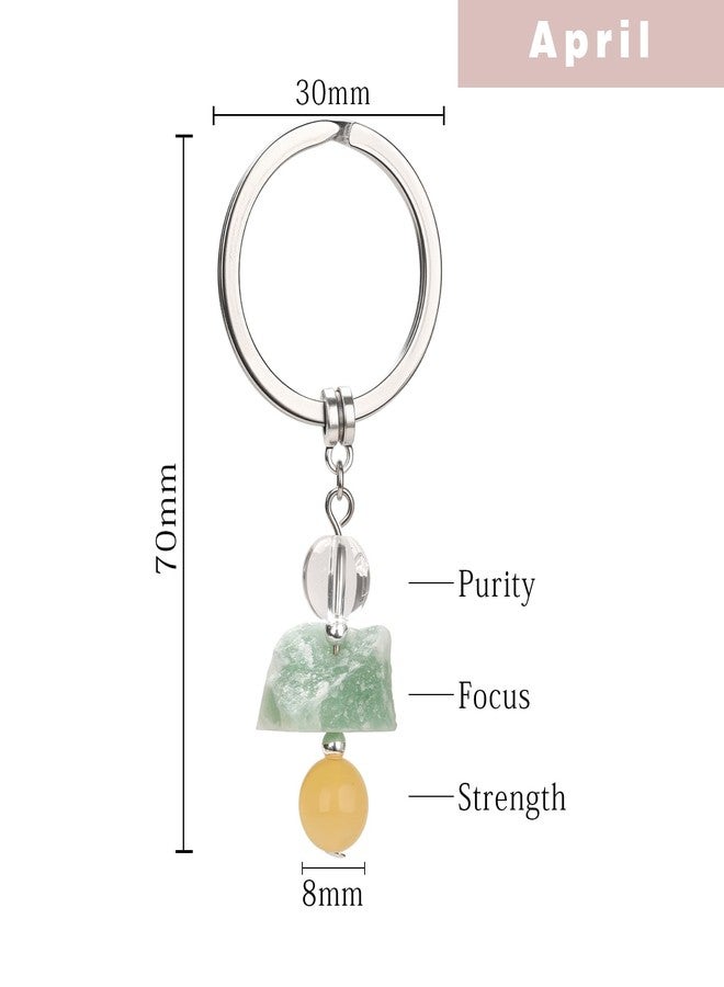 Raicegs April Birthstone Keychain for Women Cute Crystal Birth Flower Key Chain Natural Stone Unique April Birthday Gifts for Women April Birthstone Jewelry - Image 4