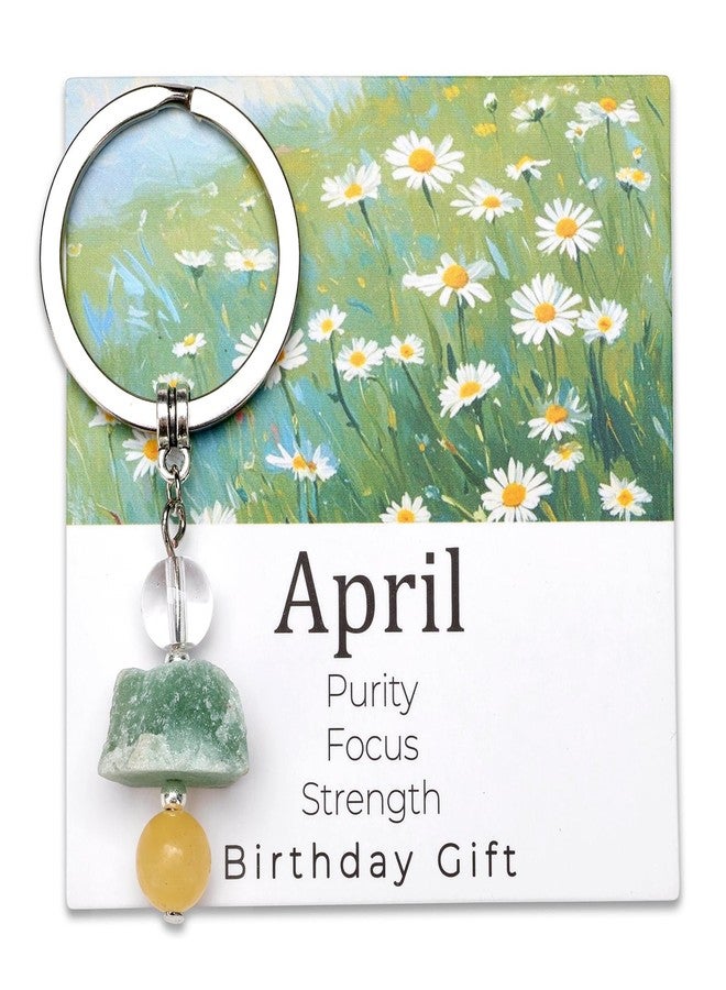 Raicegs April Birthstone Keychain for Women Cute Crystal Birth Flower Key Chain Natural Stone Unique April Birthday Gifts for Women April Birthstone Jewelry - Image 1