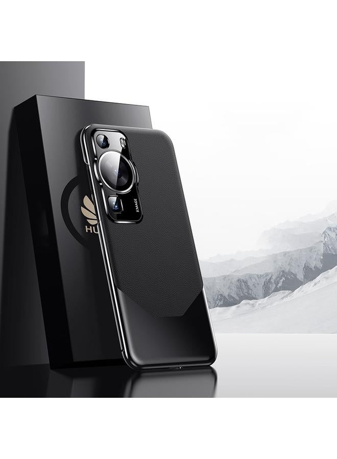 S-TOP Case For Huawei P60/P60 Pro Electroplated Imitation Ultimate Design PC + Leather Phone Case - Image 1