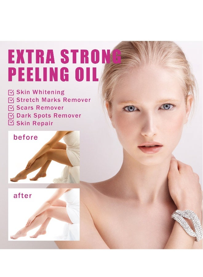 أوهو زيت تقشير للبشرة الداكنة، زيت تقشير أصفر مع حمض الساليسيليك وهيالورونات الصوديوم، زيت تقشير قوي بقوة إضافية، حل تقشير مقشر للجسم لجميع أنواع البشرة - 110 مل - Image 3