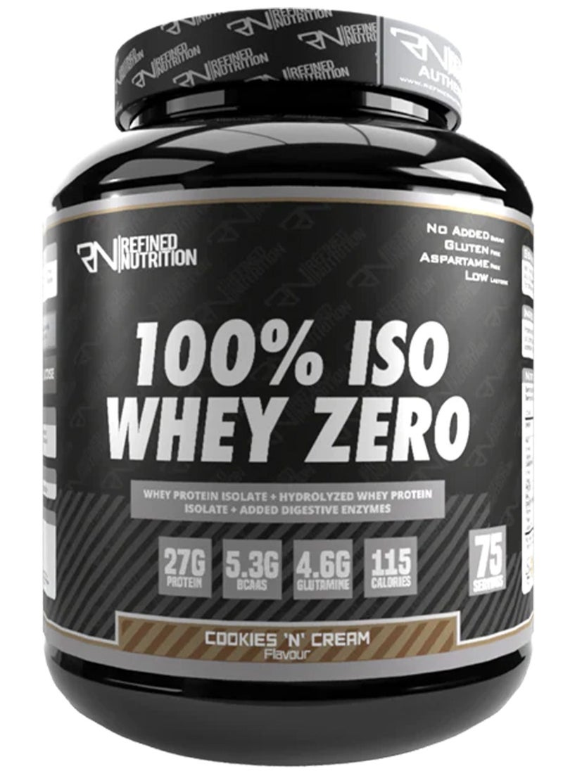 Refined Nutrition Refined Nutrition 100% Whey Isolate Zero, Muscle Support and Recovery, Digestive Health Support and Weight Management, Cookies and Cream Flavor, 2.2 Kg 