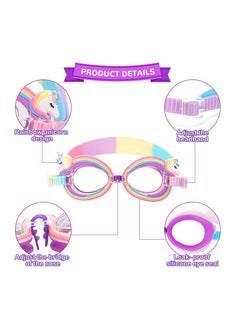 KASTWAVE Kids Swimming Goggles for 3-15 Years Old, Unicorn Swimming Goggles for Kids, UV and Anti-Fog Kids Swimming Goggles, Adjustable Straps, Flexible Nose Bridge Design  - Image 3