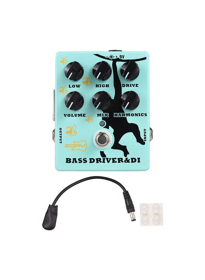 Generic Driver and DI Box Bass Effector Pedal for Electric Bass Guitar with XLR Output Bass Amp Pedal True Bypass DC 9V 6.35mm Input/Output Interface  - Image 2