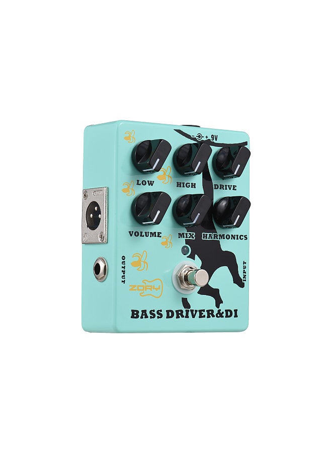 Generic Driver and DI Box Bass Effector Pedal for Electric Bass Guitar with XLR Output Bass Amp Pedal True Bypass DC 9V 6.35mm Input/Output Interface  - Image 1