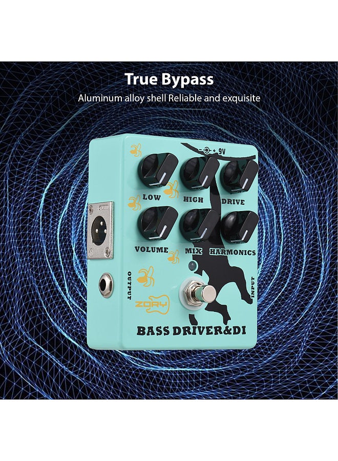 Generic Driver and DI Box Bass Effector Pedal for Electric Bass Guitar with XLR Output Bass Amp Pedal True Bypass DC 9V 6.35mm Input/Output Interface  - Image 4
