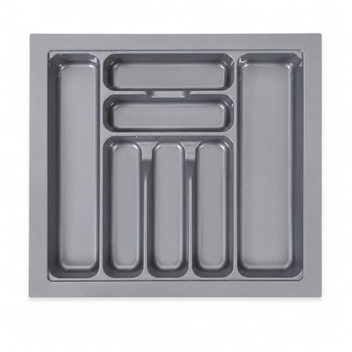 LEVON Plastic Cutlery Tray for Kitchen Drawer, 21 x 19 Inch Drawer Organizer Tray, Spoon & Utensil Organizer, 7 Compartments, Easy to Cut for Custom Fit, Grey - Image 4