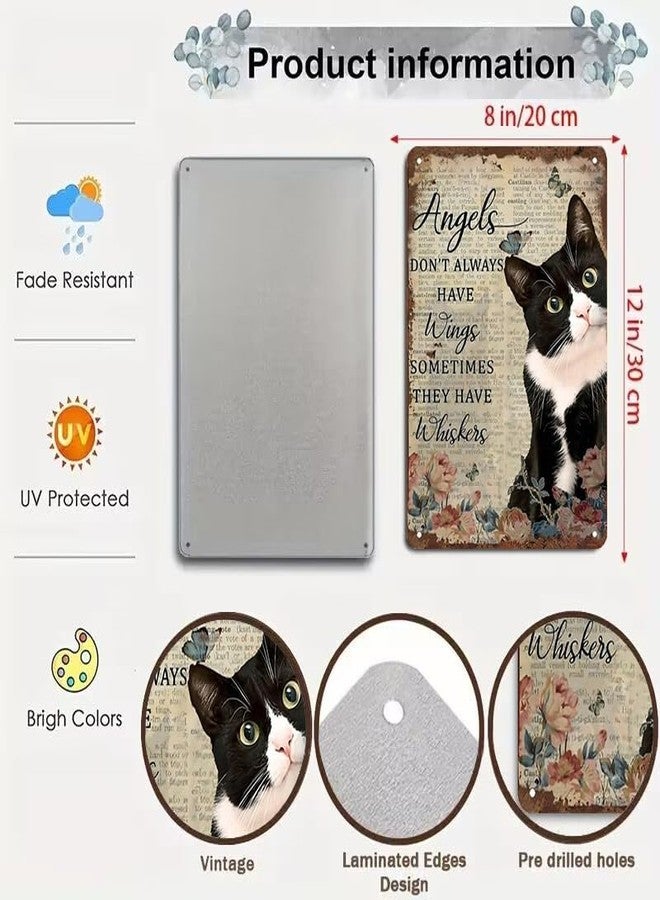 Bestylez Angels Don't Always Have Wings Sign Tuxedo Cat Memorial Gifts Cat Signs Home Decor 12 x 8 Inch (3002) - Image 2