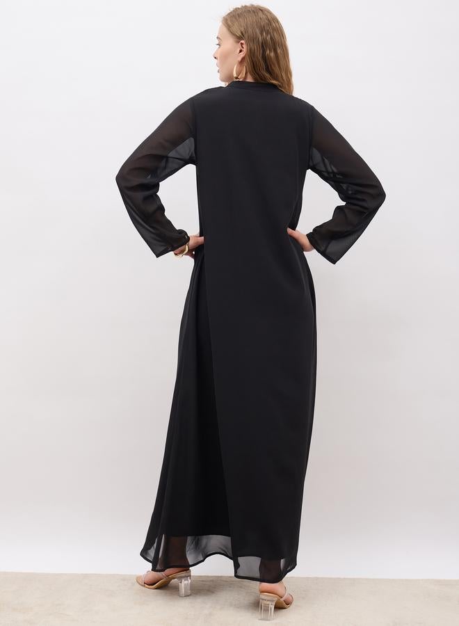 ستايلي جلابية مطرزة بالترتر مع ياقة - Image 5